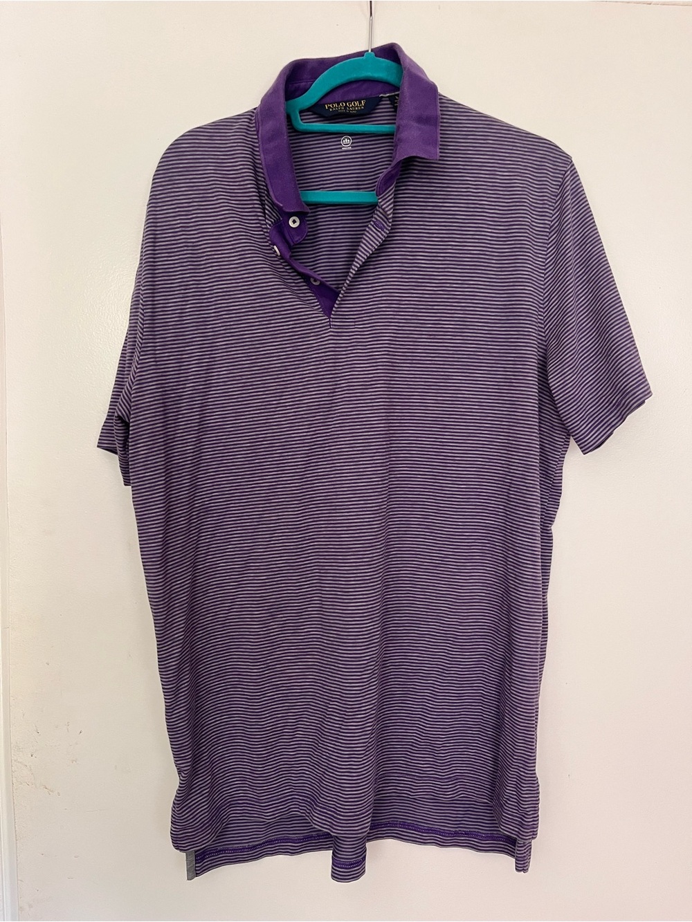 Striped Purple Men's Polo with Contrast Collar